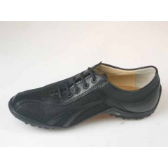 Scarpa sportiva stringata da uomo in pelle e tessuto nero - Misure disponibili: 36, 46 2