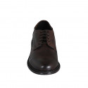 Men's laced high-quality derby shoe in brown leather with captoe - Available sizes:  38, 50, 51, 52, 53, 54