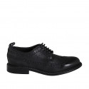 Zapato derby de alta calidad con cordones y punta de ala para hombres en piel negra - Tallas disponibles:  36, 38, 50, 51, 52, 54
