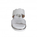 Woman's mule with elastic band and button in white and silver leather wedge heel 3 - Available sizes:  35, 42, 43, 44