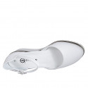 Zapato abierto para mujer con cinturon en piel blanca cuña 5 - Tallas disponibles:  32, 34, 35, 42, 44