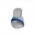 Woman's mule in light blue, blue grey and blue suede wedge heel 4 - Available sizes:  35
