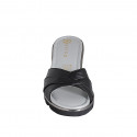 Woman's mule in black leather wedge heel 4 - Available sizes:  35, 43