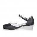 Scarpa aperta da donna con cinturino in pelle nera zeppa 5 - Misure disponibili: 32, 35, 42, 44