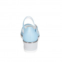 Chaussure ouverte pour femmes avec courroie en cuir bleu clair talon compensé 5 - Pointures disponibles:  34, 43, 44, 45