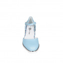 Scarpa aperta da donna con cinturino in pelle azzurra zeppa 5 - Misure disponibili: 34, 43, 44, 45