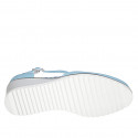 Zapato abierto para mujer con cinturon en piel azul claro cuña 5 - Tallas disponibles:  34, 43, 44, 45