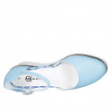 Chaussure ouverte pour femmes avec courroie en cuir bleu clair talon compensé 5 - Pointures disponibles:  34, 43, 44, 45