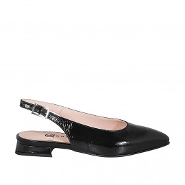 Woman's pointy slingback pump in black patent leather heel 2 - Available sizes:  35