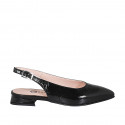 Woman's pointy slingback pump in black patent leather heel 2 - Available sizes:  35