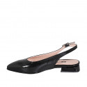 Slingback a punta da donna in vernice naplak nera tacco 2 - Misure disponibili: 35