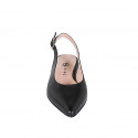 Slingback a punta da donna in vernice naplak nera tacco 2 - Misure disponibili: 35