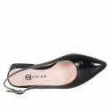 Slingback a punta da donna in vernice naplak nera tacco 2 - Misure disponibili: 35