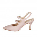 Pointy Mary Jane slingback with two straps in nude leather heel 7 - Available sizes:  42