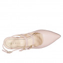 Pointy Mary Jane slingback with two straps in nude leather heel 7 - Available sizes:  42