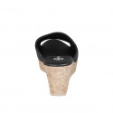 Mule pour femmes en cuir noir avec plateforme et talon compensé 7 - Pointures disponibles:  42