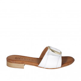 Mule pour femmes avec boucle en cuir blanc talon 2 - Pointures disponibles:  42
