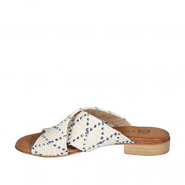 Mule pour femmes en raphia beige, bleu et bleu clair talon 2 - Pointures disponibles:  32 2