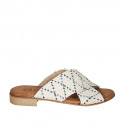 Woman's mule in beige, blue and light blue raffia heel 2 - Available sizes:  32