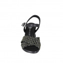 Sandale pour femmes avec courroie en cuir noir avec filet or talon 6 - Pointures disponibles:  32, 45