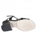 Sandale pour femmes avec courroie en cuir noir avec filet or talon 6 - Pointures disponibles:  32, 45