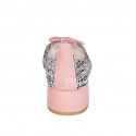 Ballerina da donna con fiocco e puntale in camoscio rosa e tessuto multicolor tacco 4 - Misure disponibili: 35