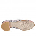Ballerine avec noeud et bout droit pour femmes en daim rose et tissu multicouleur talon 4 - Pointures disponibles:  35