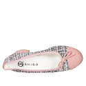 Ballerine avec noeud et bout droit pour femmes en daim rose et tissu multicouleur talon 4 - Pointures disponibles:  35