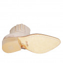 Stivaletto texano da donna con cerniera, elastico e punta ricamata in camoscio taupe tacco 5 - Misure disponibili: 32, 33, 44