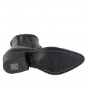 Stivaletto texano da donna con cerniera, elastico e punta ricamata in pelle nera tacco 5 - Misure disponibili: 35, 46