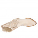 Stivaletto texano con mezza cerniera in nabuk e nabuk forato beige tacco 5 - Misure disponibili: 35, 43