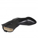 Stivaletto texano con mezza cerniera in pelle e pelle forata nera tacco 5 - Misure disponibili: 32, 33, 34, 44