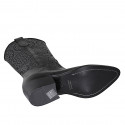 Botte texan pour femmes avec demi fermeture éclair en cuir et cuir perforé noir talon 5 - Pointures disponibles:  33, 35
