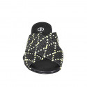 Woman's mule in black, white and yellow raffia heel 2 - Available sizes:  32, 33, 35, 42