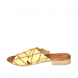 Sabot da donna in rafia gialla, arancione e blu tacco 2 - Misure disponibili: 35 2