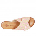 Woman's mule in beige, pink and white raffia heel 2 - Available sizes:  32, 34, 35