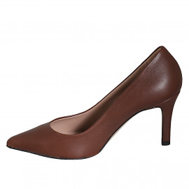 Escarpin pour femmes à bout pointu en cuir marron talon 7 - Pointures disponibles:  32, 33, 35, 43, 45 2