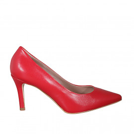 Escarpin à bout pointu pour femmes en cuir rouge avec talon 7 - Pointures disponibles:  31, 33, 34, 35, 42, 43, 44