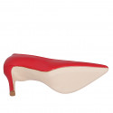 Woman's pointy pump in red leather with heel 7 - Available sizes:  31, 33, 34, 35, 42, 43, 44