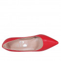 Woman's pointy pump in red leather with heel 7 - Available sizes:  31, 33, 34, 35, 42, 43, 44