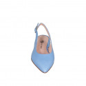 Zapato destalonado a punta para mujer en charol azul claro con tacon 2 - Tallas disponibles:  35, 42