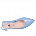 Zapato destalonado a punta para mujer en charol azul claro con tacon 2 - Tallas disponibles:  35, 42
