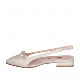 Slingback da donna con elastico e fiocco in pelle beige e vinile trasparente tacco 2 - Misure disponibili: 35 2