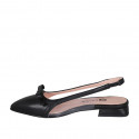 Woman's slingback in black leather and transparent vinyl with elastic band and bow heel 2 - Available sizes:  35
