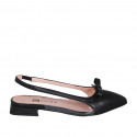Woman's slingback in black leather and transparent vinyl with elastic band and bow heel 2 - Available sizes:  35