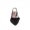 Slingback da donna con elastico e fiocco in pelle nera e vinile trasparente tacco 2 - Misure disponibili: 35