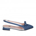 Slingback para mujer en tejido vaquero azul con lunares plateados y vinilo transparente con elástico y moño tacon 2 - Tallas disponibles:  34, 35, 42