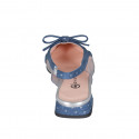 Slingback para mujer en tejido vaquero azul con lunares plateados y vinilo transparente con elástico y moño tacon 2 - Tallas disponibles:  34, 35, 42