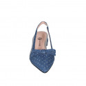 Slingback da donna con elastico e fiocco in tessuto jeans a pois argento e vinile trasparente tacco 2 - Misure disponibili: 34, 35, 42