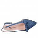 Slingback da donna con elastico e fiocco in tessuto jeans a pois argento e vinile trasparente tacco 2 - Misure disponibili: 34, 35, 42